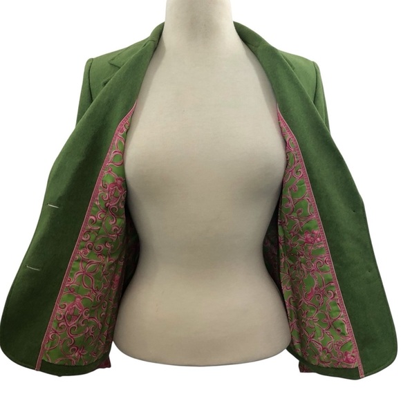 Vintage Lilly Pulitzer Wool Blend Blazer Jacket Green Size 4 - Picture 3 of 13